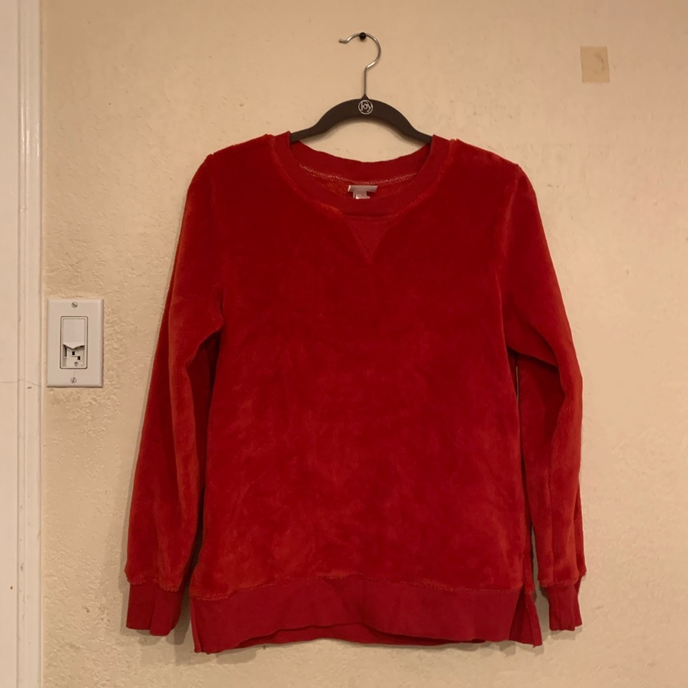 Red Plush Fleece Sweatshirt Pajama Top